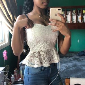 “Lace crop top”